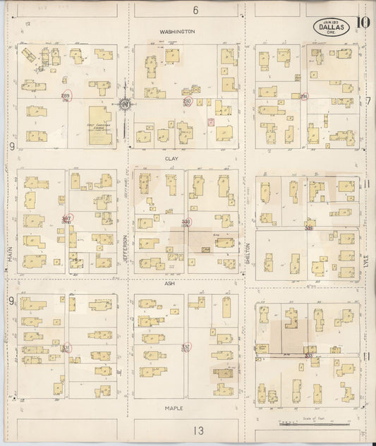 Sanborn Fire Insurance Map from Dallas, Polk County, Oregon (1939), Sheet #0010 - Historic Sanborn Fire Insurance Map Print, vintage old map wall art, antique decor, genealogy gift, Oregon Oregon map