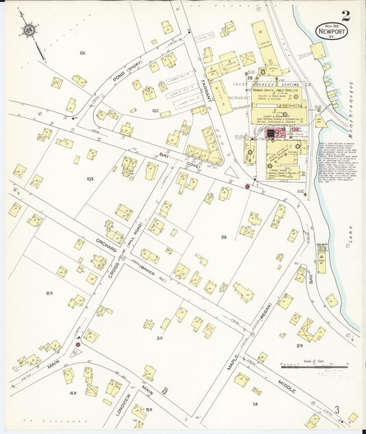 Sanborn Fire Insurance Map from Newport, Orleans County, Vermont (1913), Sheet #0002 - Historic Sanborn Fire Insurance Map Print, vintage old map wall art, antique decor, genealogy gift, Vermont Vermont map