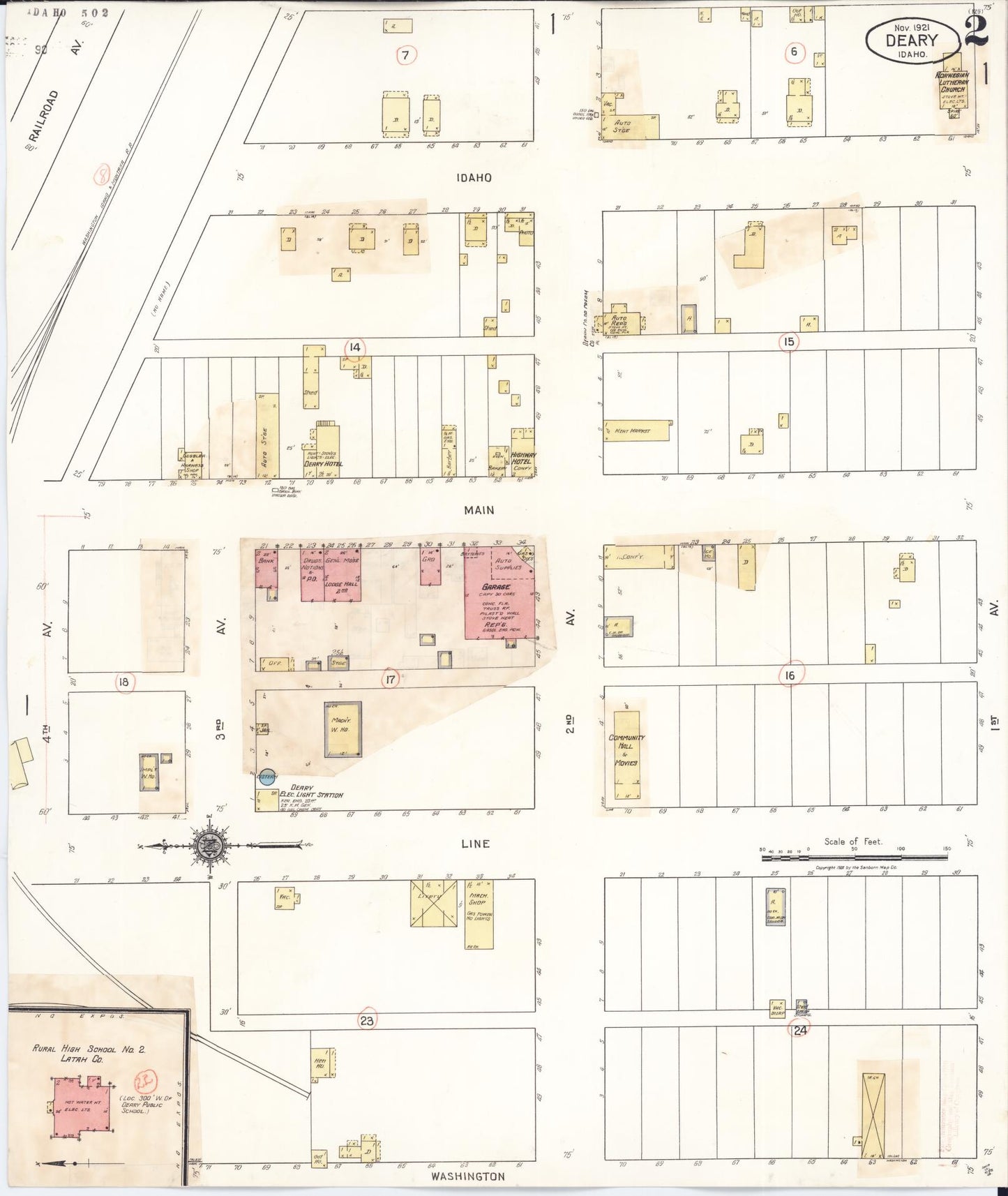 Sanborn Fire Insurance Map from Deary, Latab County, Idaho (1928), Sheet #0002 - Historic Sanborn Fire Insurance Map Print, vintage old map wall art, antique decor, genealogy gift, Idaho Idaho map
