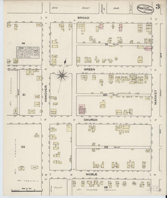 Sanborn Fire Insurance Map from Nanticoke, Luzerne County, Pennsylvania (1884), Sheet #0003 - Historic Sanborn Fire Insurance Map Print, vintage old map wall art, antique decor, genealogy gift, Pennsylvania Pennsylvania map