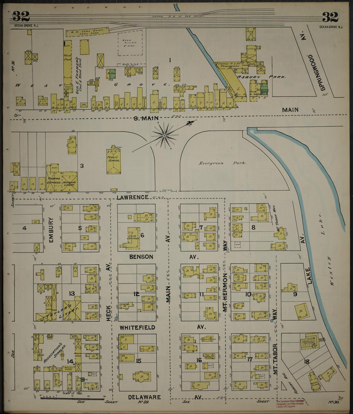 Sanborn Fire Insurance Map from New Jersey Coast, New Jersey Coast, New Jersey (1890), Sheet #0032 - Complete Map Set gallery image, historic Sanborn map, vintage wall art, New Jersey Coast New Jersey