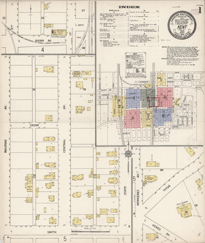 Sanborn Fire Insurance Map from Kent, King County, Washington (1910), Sheet #0001 - Complete Map Set gallery image, historic Sanborn map, vintage wall art, Washington Washington
