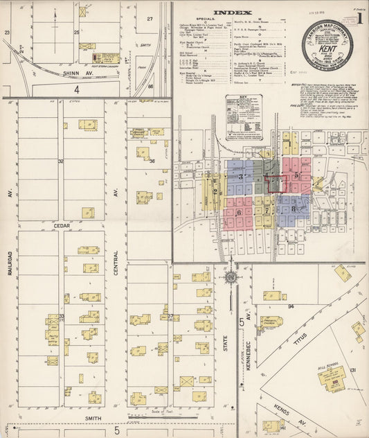 Sanborn Fire Insurance Map from Kent, King County, Washington (1910), Sheet #0001 - Complete Map Set gallery image, historic Sanborn map, vintage wall art, Washington Washington