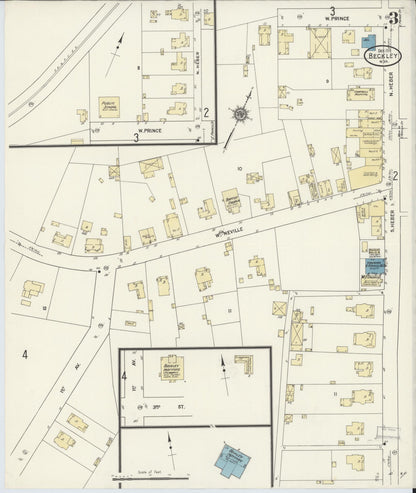 Sanborn Fire Insurance Map from Beckley, Raleigh County, West Virginia (1911), Sheet #0003 - Complete Map Set gallery image, historic Sanborn map, vintage wall art, West Virginia West Virginia