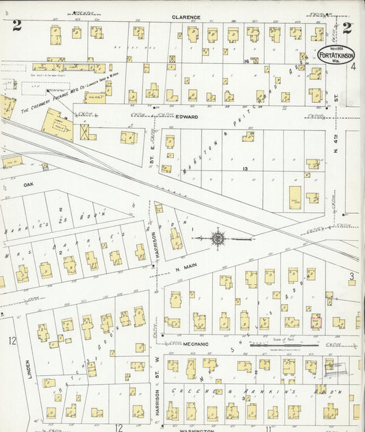 Sanborn Fire Insurance Map from Fort Atkinson, Jefferson County, Wisconsin (1924), Sheet #0002 - Historic Sanborn Fire Insurance Map Print, vintage old map wall art, antique decor, genealogy gift, Wisconsin Wisconsin map