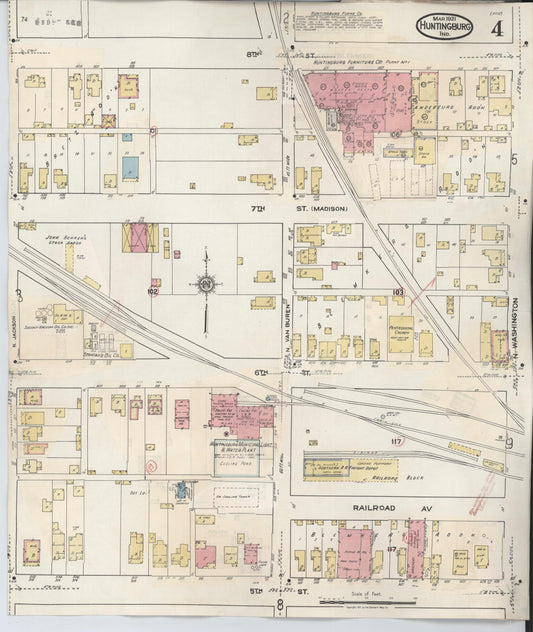 Sanborn Fire Insurance Map from Huntingburg, Dubois County, Indiana (1949), Sheet #0004 - Historic Sanborn Fire Insurance Map Print, vintage old map wall art, antique decor, genealogy gift, Indiana Indiana map