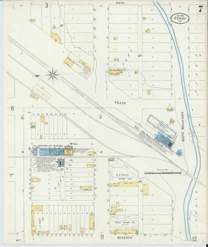 Sanborn Fire Insurance Map from Perry, Noble County, Oklahoma (1898), Sheet #0007 - Complete Map Set gallery image, historic Sanborn map, vintage wall art, Oklahoma Oklahoma