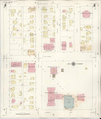 Sanborn Fire Insurance Map from Webster City, Hamilton County, Iowa (1950), Sheet #0004 - Historic Sanborn Fire Insurance Map Print, vintage old map wall art
