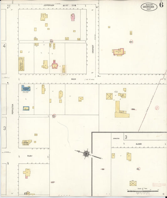 Sanborn Fire Insurance Map from Sheridan, Madison County, Montana (1927), Sheet #0006 - Historic Sanborn Fire Insurance Map Print, vintage old map wall art, antique decor, genealogy gift, Montana Montana map