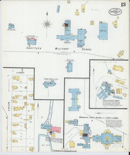 Sanborn Fire Insurance Map from Faribault, Rice County, Minnesota (1899), Sheet #0013 - Historic Sanborn Fire Insurance Map Print, vintage old map wall art, antique decor, genealogy gift, Minnesota Minnesota map