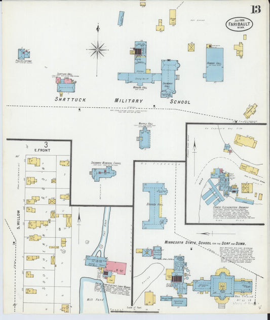 Sanborn Fire Insurance Map from Faribault, Rice County, Minnesota (1899), Sheet #0013 - Historic Sanborn Fire Insurance Map Print, vintage old map wall art, antique decor, genealogy gift, Minnesota Minnesota map