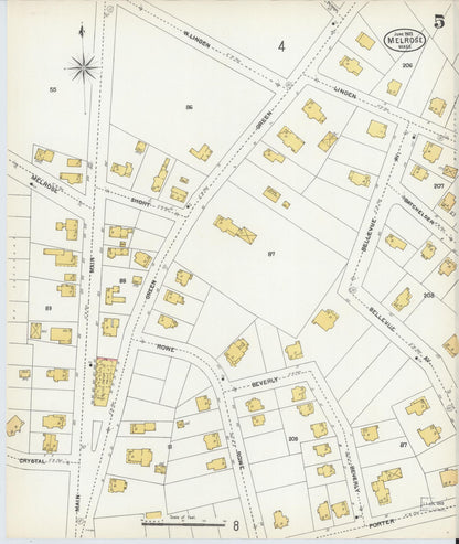 Sanborn Fire Insurance Map from Melrose, Middlesex County, Massachusetts (1903), Sheet #0005 - Historic Sanborn Fire Insurance Map Print, vintage old map wall art, antique decor, genealogy gift, Massachusetts Massachusetts map