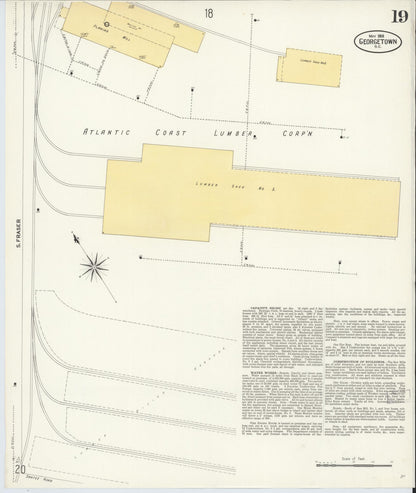 Sanborn Fire Insurance Map from Georgetown, Georgetown County, South Carolina (1908), Sheet #0019 - Complete Map Set gallery image, historic Sanborn map, vintage wall art, South Carolina South Carolina