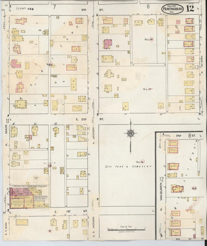 Sanborn Fire Insurance Map from Huntingburg, Dubois County, Indiana (1949), Sheet #0012 - Historic Sanborn Fire Insurance Map Print, vintage old map wall art, antique decor, genealogy gift, Indiana Indiana map