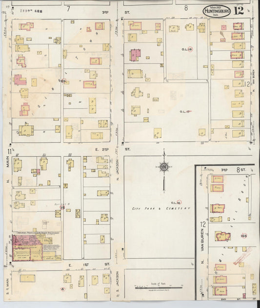 Sanborn Fire Insurance Map from Huntingburg, Dubois County, Indiana (1949), Sheet #0012 - Historic Sanborn Fire Insurance Map Print, vintage old map wall art, antique decor, genealogy gift, Indiana Indiana map