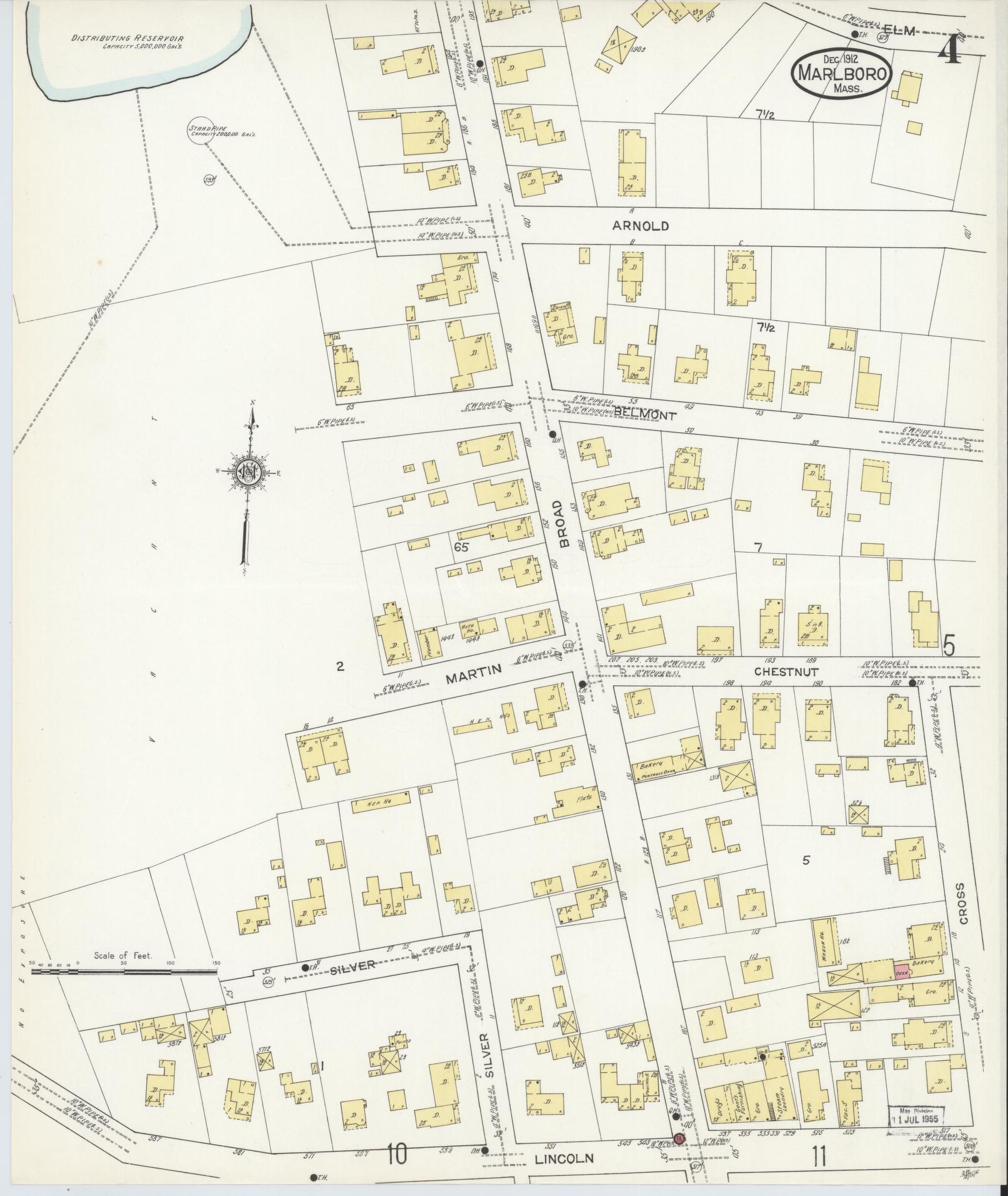 Sanborn Fire Insurance Map from Marlborough, Middlesex County, Massachusetts (1912), Sheet #0004 - Complete Map Set gallery image, historic Sanborn map, vintage wall art, Massachusetts Massachusetts