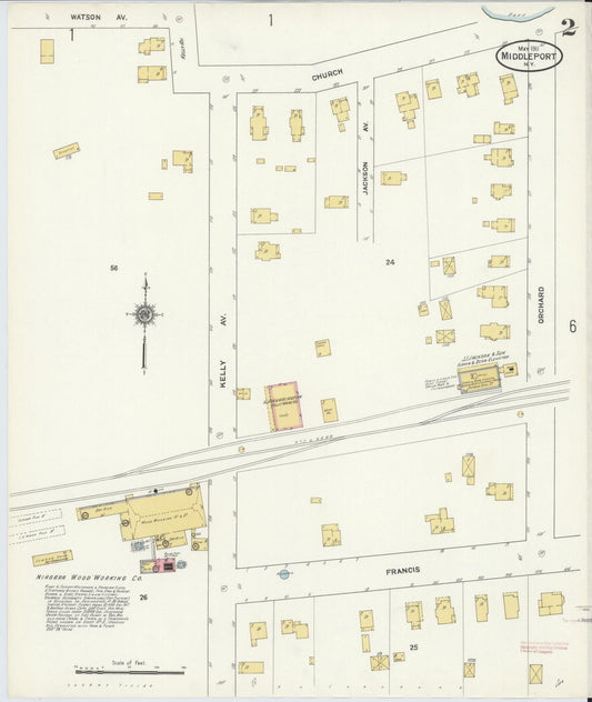 Sanborn Fire Insurance Map from Middleport, Niagara County, New York (1911), Sheet #0002 - Historic Sanborn Fire Insurance Map Print, vintage old map wall art, antique decor, genealogy gift, New York New York map