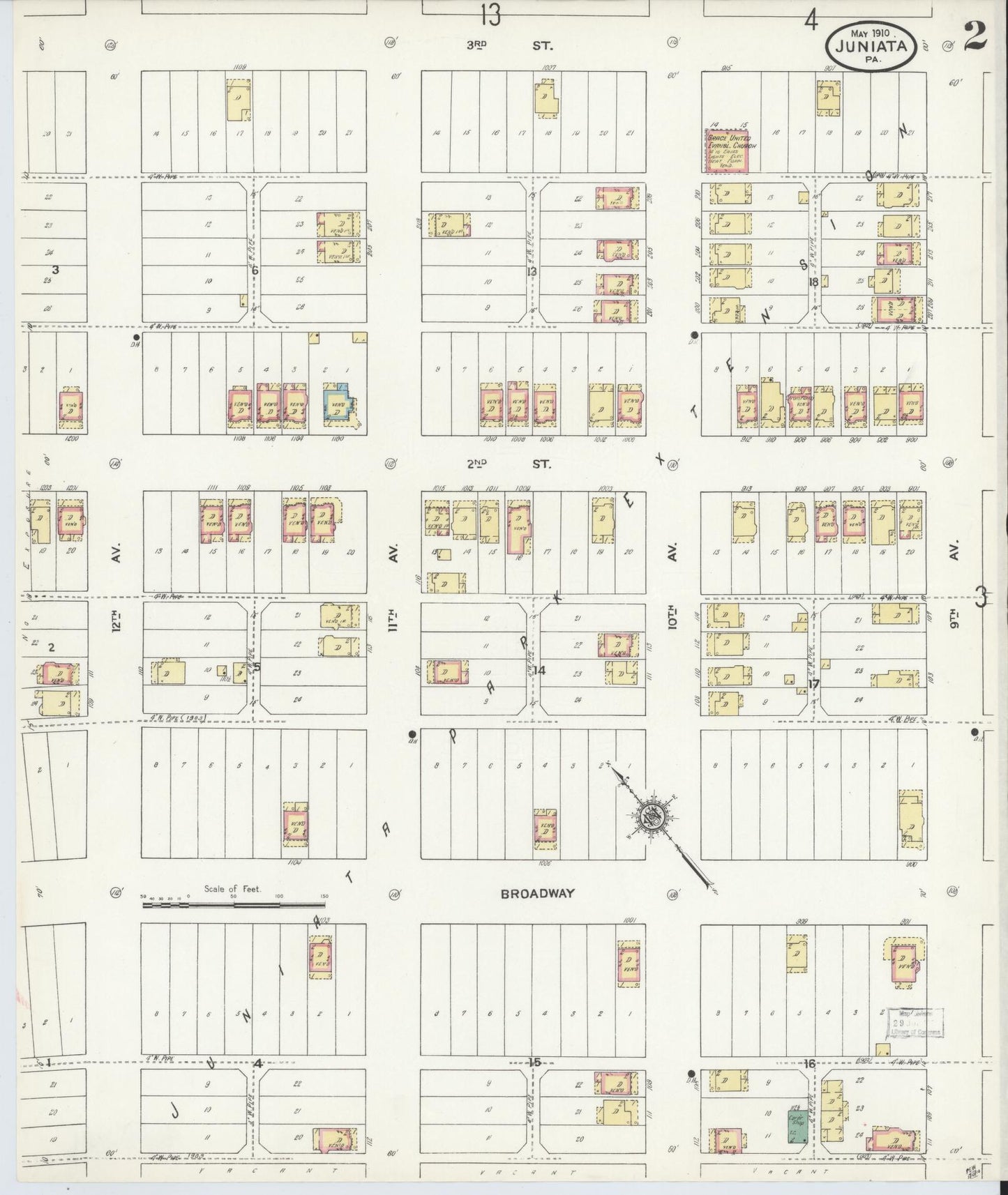 Sanborn Fire Insurance Map from Juniata, Blair County, Pennsylvania (1910), Sheet #0002 - Historic Sanborn Fire Insurance Map Print, vintage old map wall art, antique decor, genealogy gift, Pennsylvania Pennsylvania map