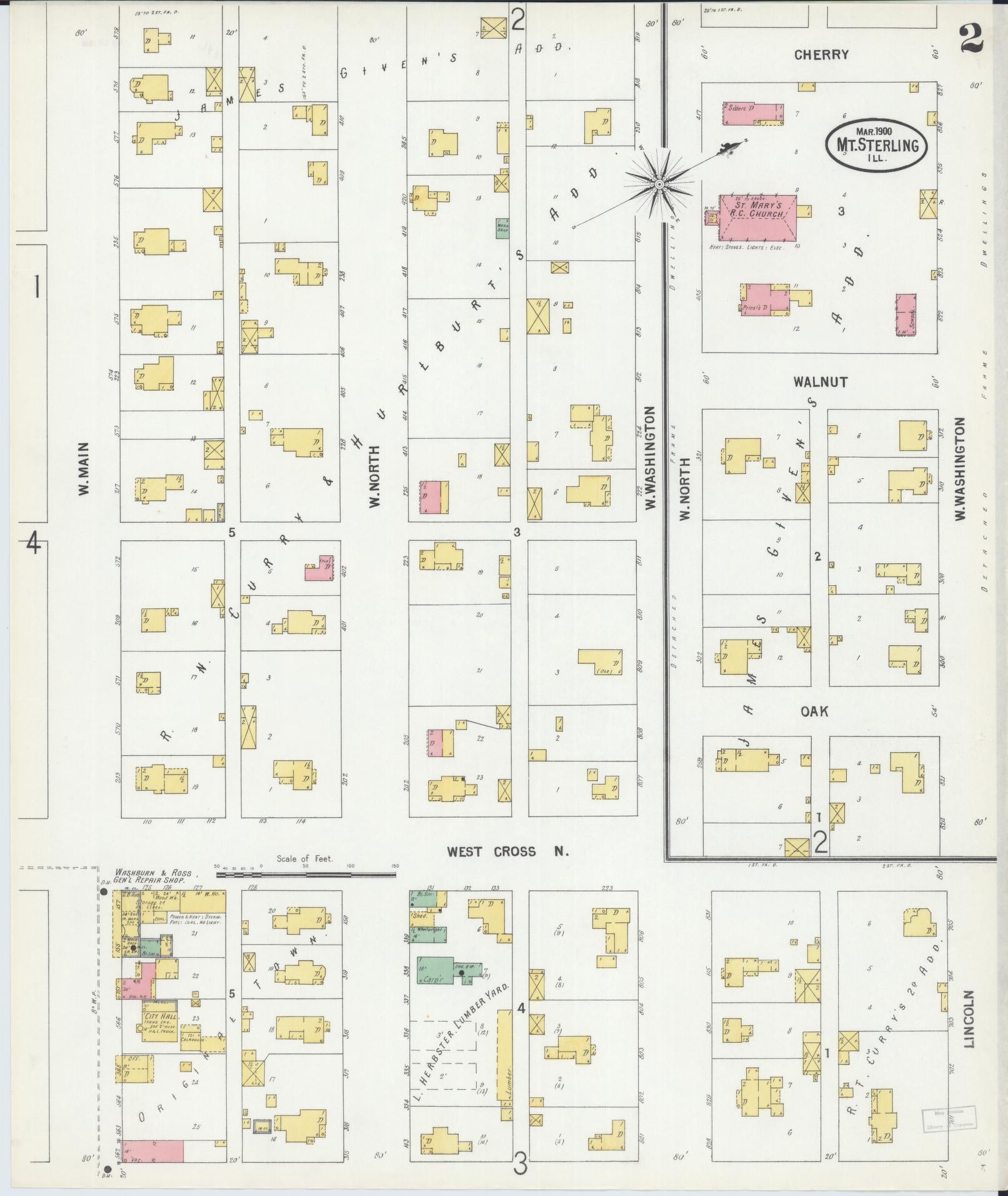 Sanborn Fire Insurance Map from Mount Sterling, Brown County, Illinois (1900), Sheet #0002 - Complete Map Set gallery image, historic Sanborn map, vintage wall art, Illinois Illinois