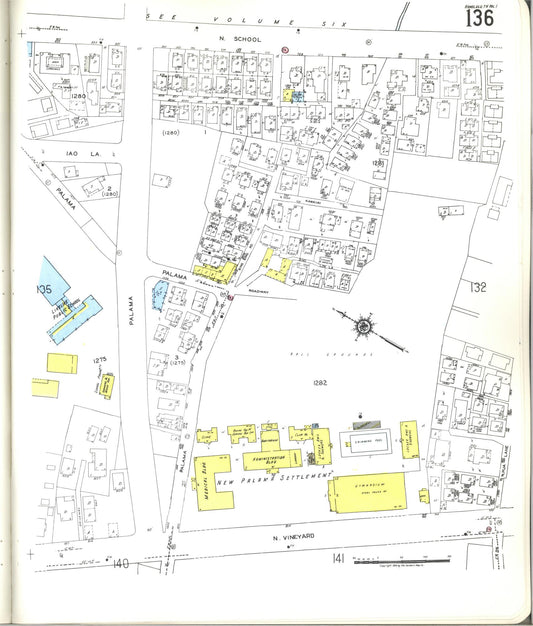 Sanborn Fire Insurance Map from Honolulu, Oahu County, Hawaii (1955), Sheet #0136 - Historic Sanborn Fire Insurance Map Print, vintage old map wall art