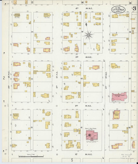Sanborn Fire Insurance Map from Little Falls, Morrison County, Minnesota (1902), Sheet #0003 - Historic Sanborn Fire Insurance Map Print, vintage old map wall art, antique decor, genealogy gift, Minnesota Minnesota map