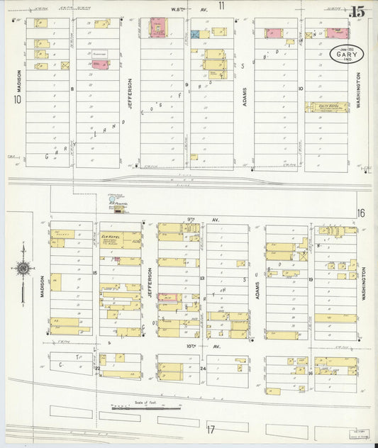 Sanborn Fire Insurance Map from Gary, Lake County, Indiana (1911), Sheet #0015 - Historic Sanborn Fire Insurance Map Print, vintage old map wall art, antique decor, genealogy gift, Indiana Indiana map