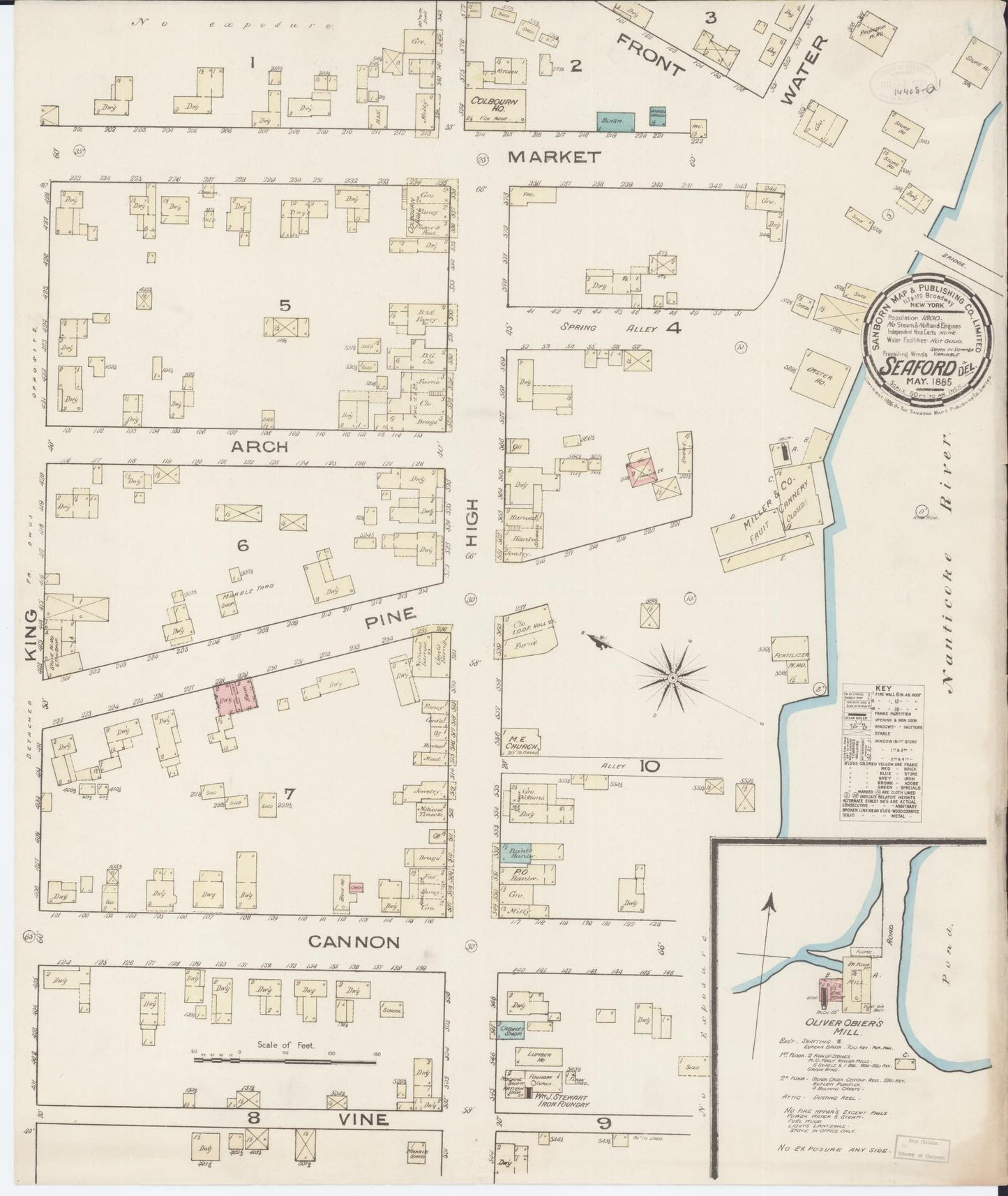 Sanborn Fire Insurance Map from Seaford, Sussex County, Delaware. (1885) – Historic Sanborn Fire Insurance Map Print
