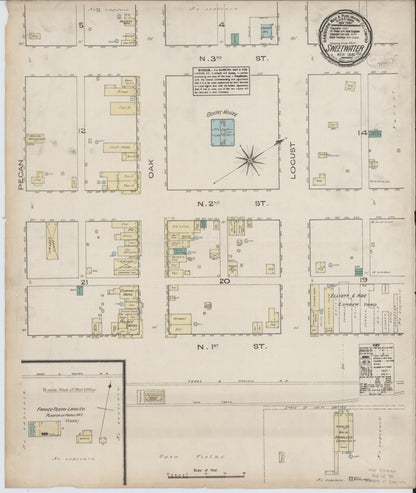 Sanborn Fire Insurance Map from Sweetwater, Nolan County, Texas (1885), Sheet #0001 - Historic Sanborn Fire Insurance Map Print, vintage old map wall art, antique decor, genealogy gift, Texas Texas map