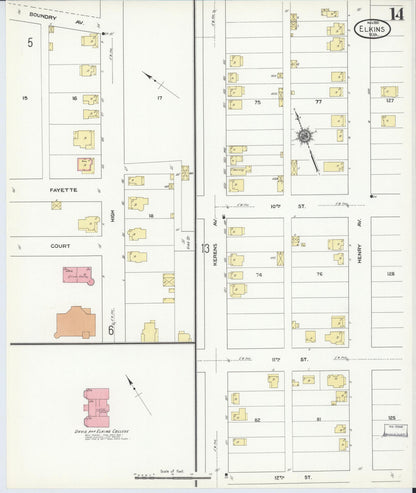 Sanborn Fire Insurance Map from Elkins, Randolph County, West Virginia (1910), Sheet #0014 - Complete Map Set gallery image, historic Sanborn map, vintage wall art, West Virginia West Virginia