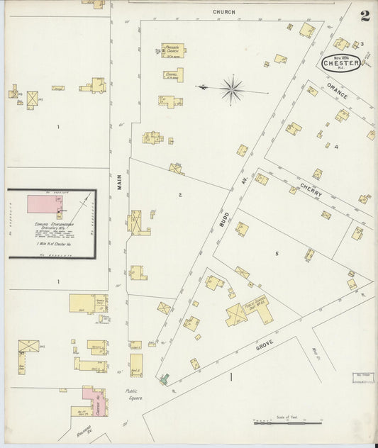 Sanborn Fire Insurance Map from Chester, Morris County, New Jersey (1896), Sheet #0002 - Historic Sanborn Fire Insurance Map Print, vintage old map wall art, antique decor, genealogy gift, New Jersey New Jersey map
