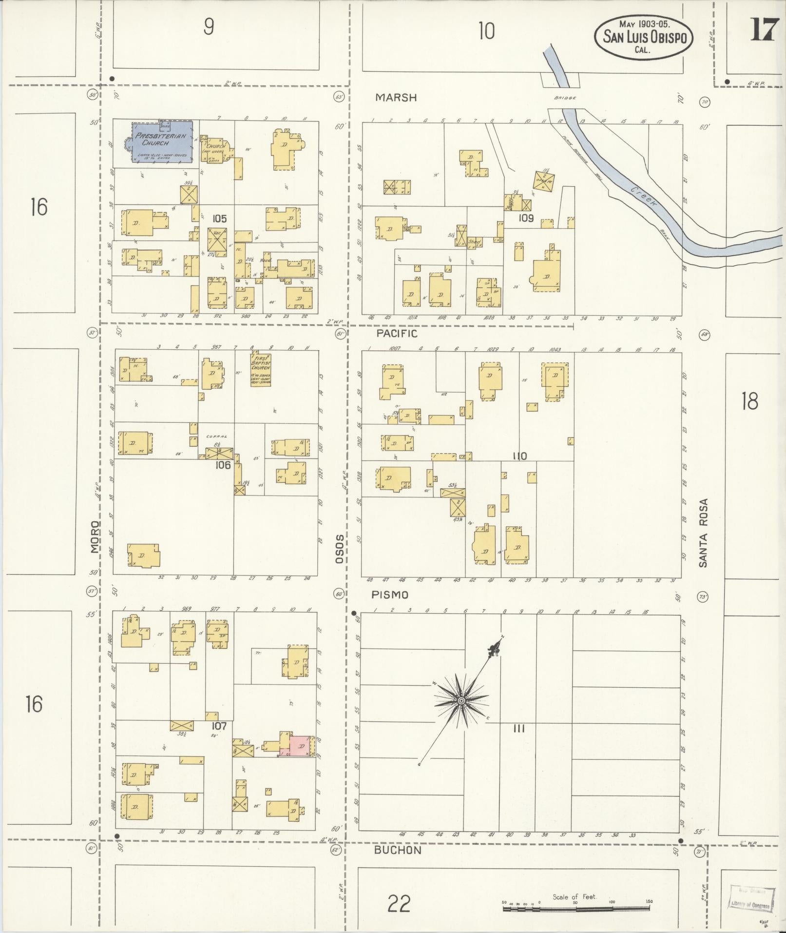 Sanborn Fire Insurance Map from San Luis Obispo, San Luis Obispo County, California (1905), Sheet #0017 - Complete Map Set gallery image, historic Sanborn map, vintage wall art, California California