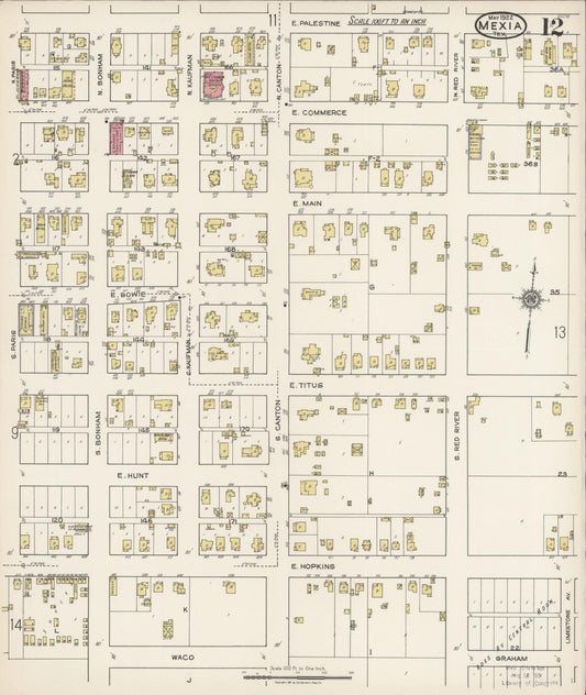 Sanborn Fire Insurance Map from Mexia, Limestone County, Texas (1922), Sheet #0012 - Historic Sanborn Fire Insurance Map Print, vintage old map wall art, antique decor, genealogy gift, Texas Texas map