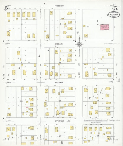 Sanborn Fire Insurance Map from Austin, Mower County, Minnesota (1926), Sheet #0005 - Historic Sanborn Fire Insurance Map Print, vintage old map wall art, antique decor, genealogy gift, Minnesota Minnesota map