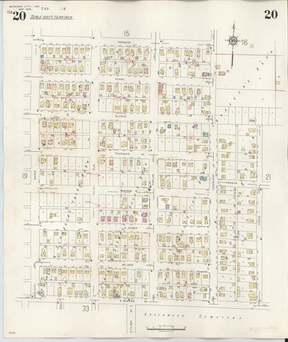Sanborn Fire Insurance Map from Michigan City, La Porte County, Indiana (1948), Sheet #0020 - Complete Map Set gallery image, historic Sanborn map, vintage wall art, Indiana Indiana