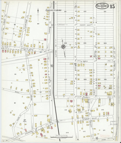 Sanborn Fire Insurance Map from Salamanca, Cattaraugus County, New York (1918), Sheet #0015 - Historic Sanborn Fire Insurance Map Print, vintage old map wall art, antique decor, genealogy gift, New York New York map