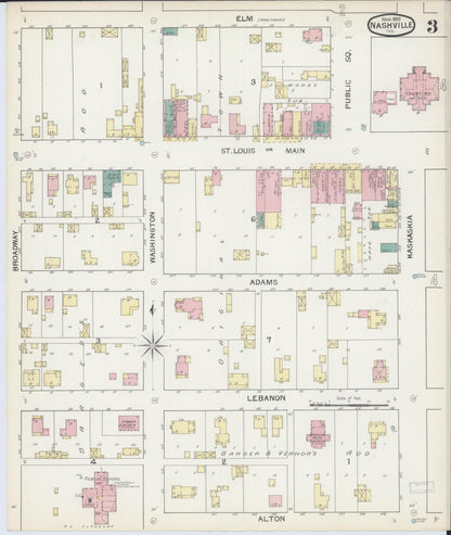 Sanborn Fire Insurance Map from Nashville, Washington County, Illinois (1893), Sheet #0003 - Complete Map Set gallery image, historic Sanborn map, vintage wall art, Illinois Illinois