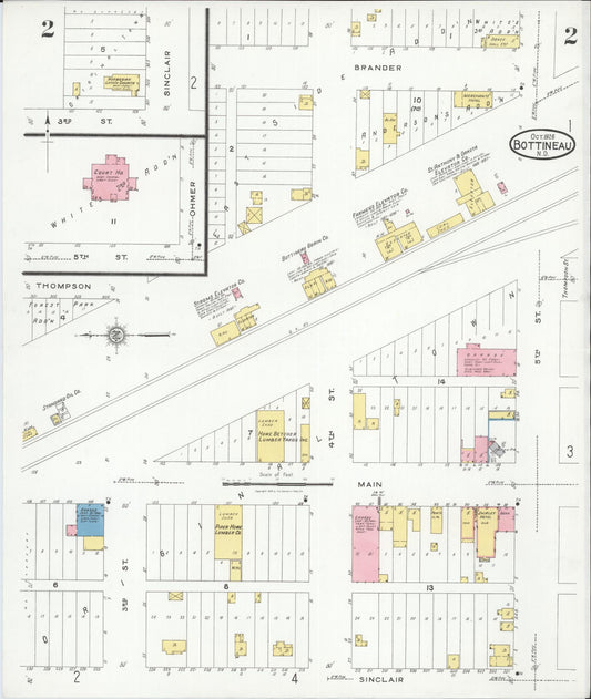 Sanborn Fire Insurance Map from Bottineau, Bottineau County, North Dakota (1926), Sheet #0002 - Historic Sanborn Fire Insurance Map Print, vintage old map wall art, antique decor, genealogy gift, North Dakota North Dakota map