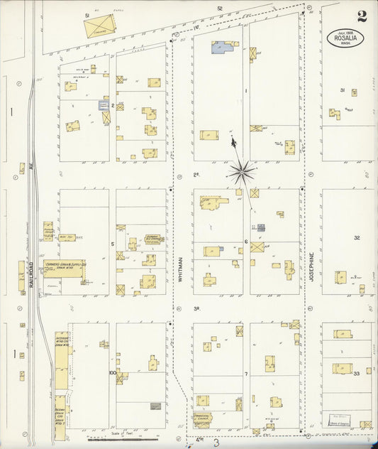 Sanborn Fire Insurance Map from Rosalia, Whitman County, Washington (1908), Sheet #0002 - Historic Sanborn Fire Insurance Map Print, vintage old map wall art, antique decor, genealogy gift, Washington Washington map