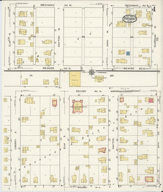 Sanborn Fire Insurance Map from Fremont, Newaygo County, Michigan (1921), Sheet #0004 - Historic Sanborn Fire Insurance Map Print, vintage old map wall art, antique decor, genealogy gift, Michigan Michigan map