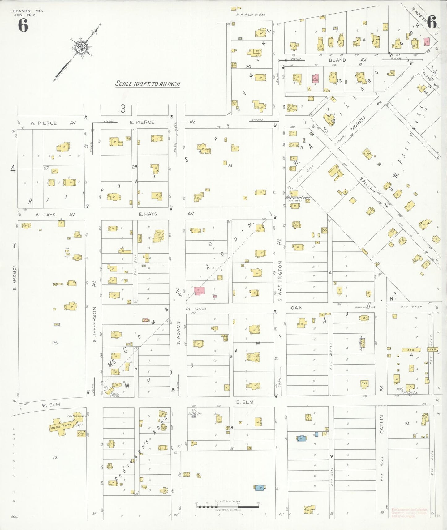 Sanborn Fire Insurance Map from Lebanon, Laclede County, Missouri (1932), Sheet #0006 - Complete Map Set gallery image, historic Sanborn map, vintage wall art, Missouri Missouri