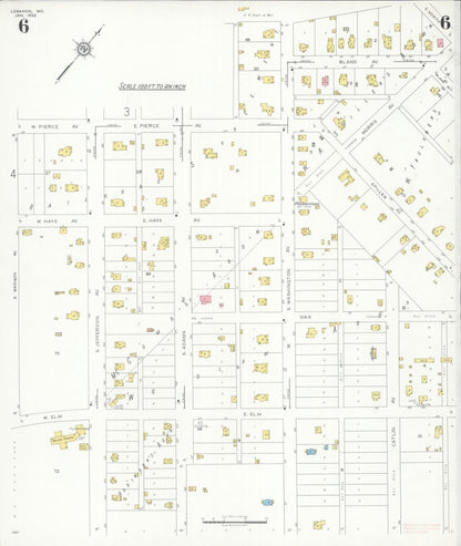 Sanborn Fire Insurance Map from Lebanon, Laclede County, Missouri (1932), Sheet #0006 - Complete Map Set gallery image, historic Sanborn map, vintage wall art, Missouri Missouri