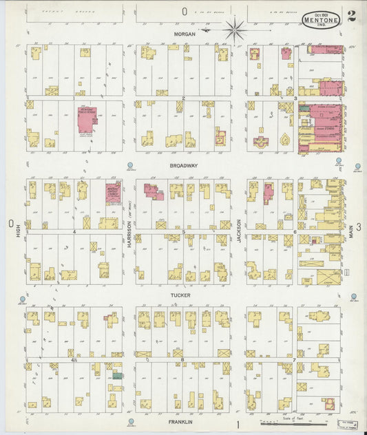 Sanborn Fire Insurance Map from Mentone, Kosciusko County, Indiana (1901), Sheet #0002 - Historic Sanborn Fire Insurance Map Print, vintage old map wall art, antique decor, genealogy gift, Indiana Indiana map