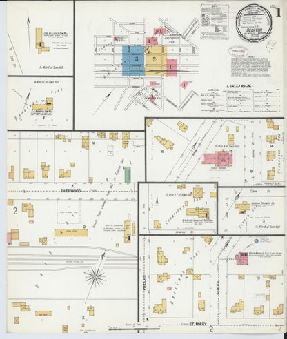 Sanborn Fire Insurance Map from Decatur, Van Buren County, Michigan (1899), Sheet #0001 - Complete Map Set gallery image, historic Sanborn map, vintage wall art, Michigan Michigan