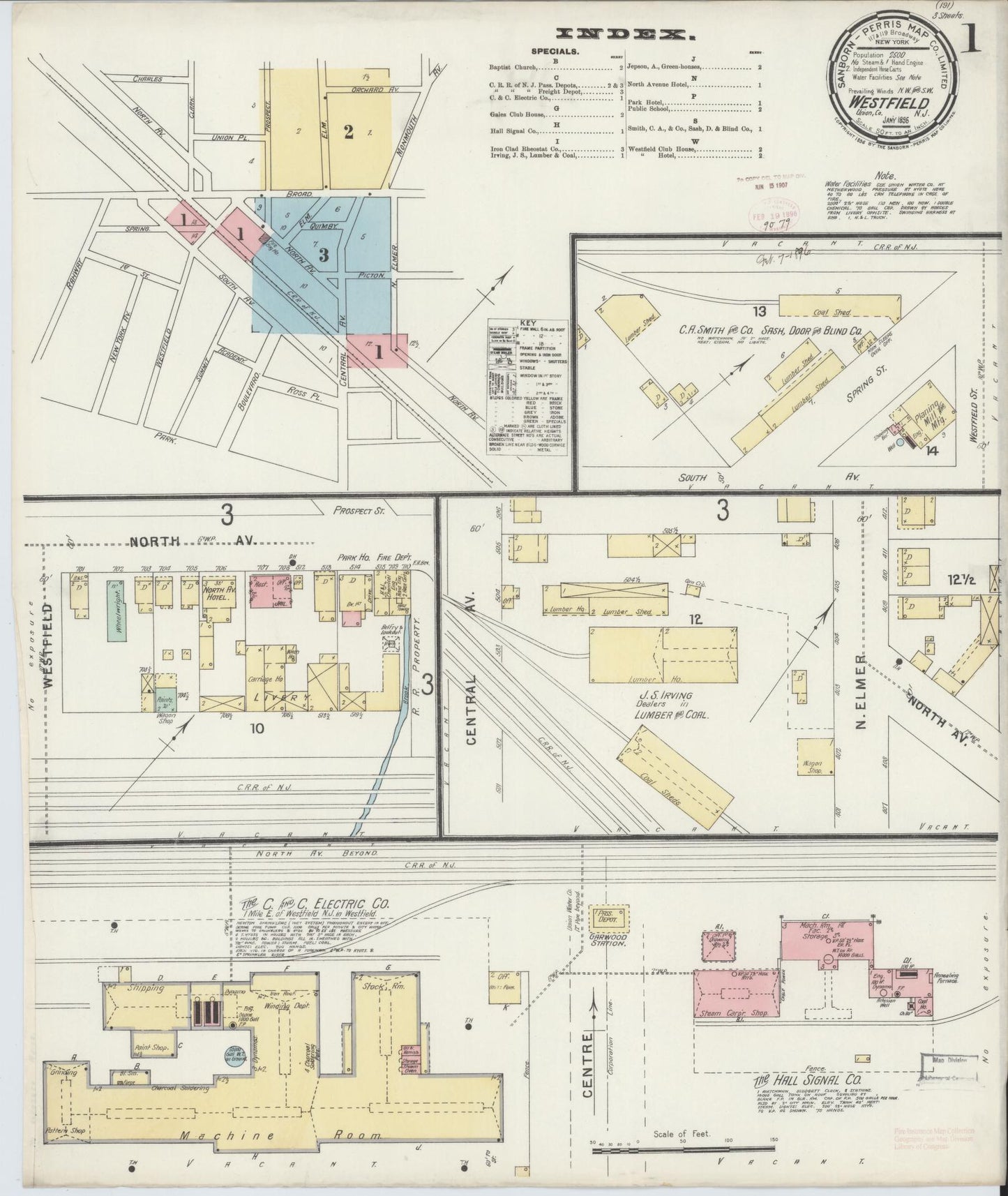 Sanborn Fire Insurance Map from Westfield, Union County, New Jersey. (1896) – Historic Sanborn Fire Insurance Map Print