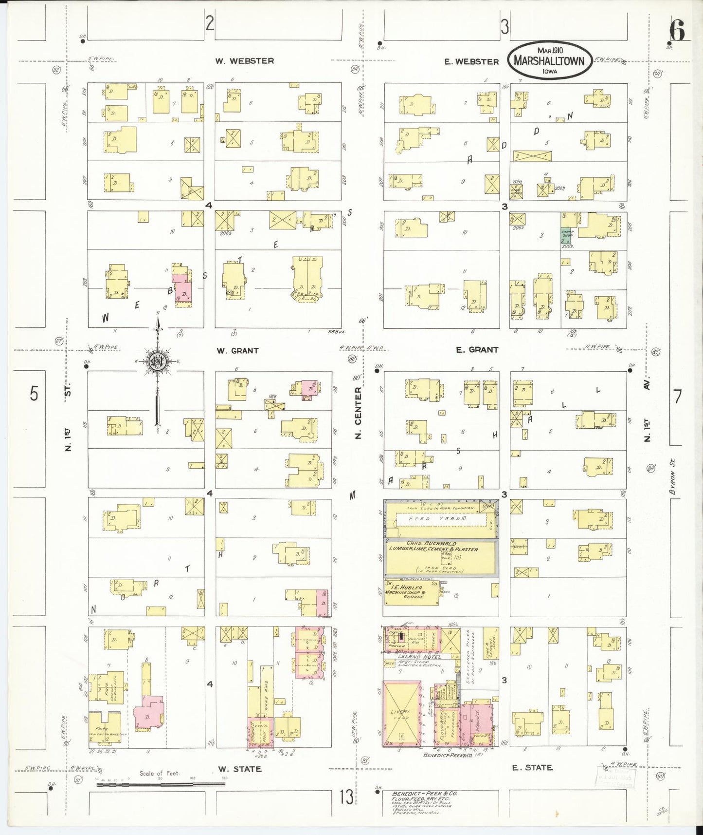 Sanborn Fire Insurance Map from Marshalltown, Marshall County, Iowa (1910), Sheet #0006 - Historic Sanborn Fire Insurance Map Print