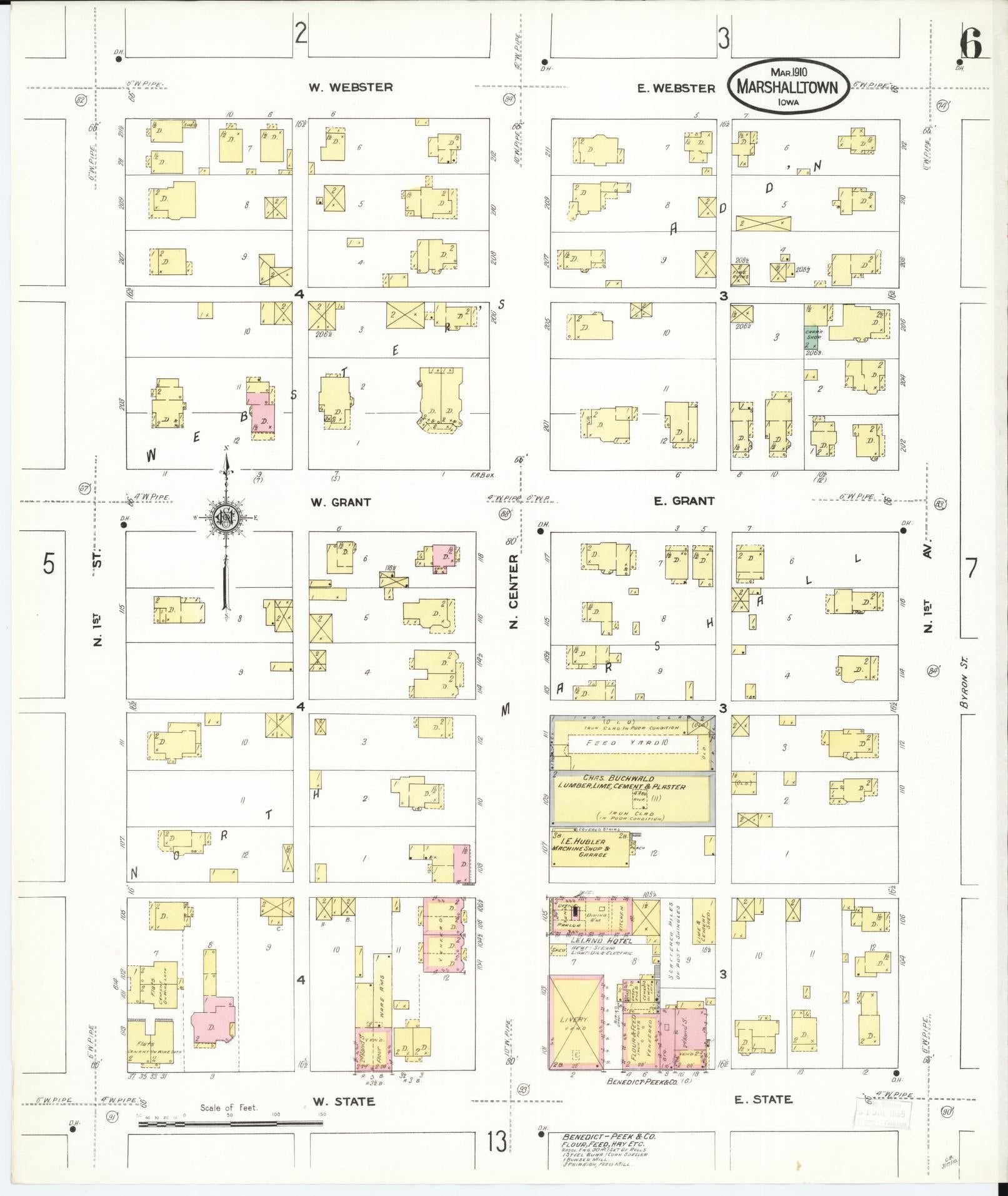 Sanborn Fire Insurance Map from Marshalltown, Marshall County, Iowa (1910), Sheet #0006 - Historic Sanborn Fire Insurance Map Print