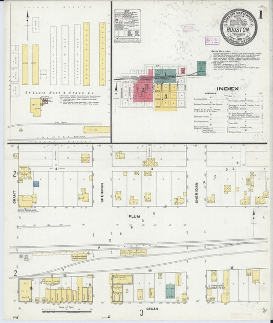 Sanborn Fire Insurance Map from Houston, Houston County, Minnesota (1909), Sheet #0001 - Complete Map Set gallery image, historic Sanborn map, vintage wall art, Minnesota Minnesota