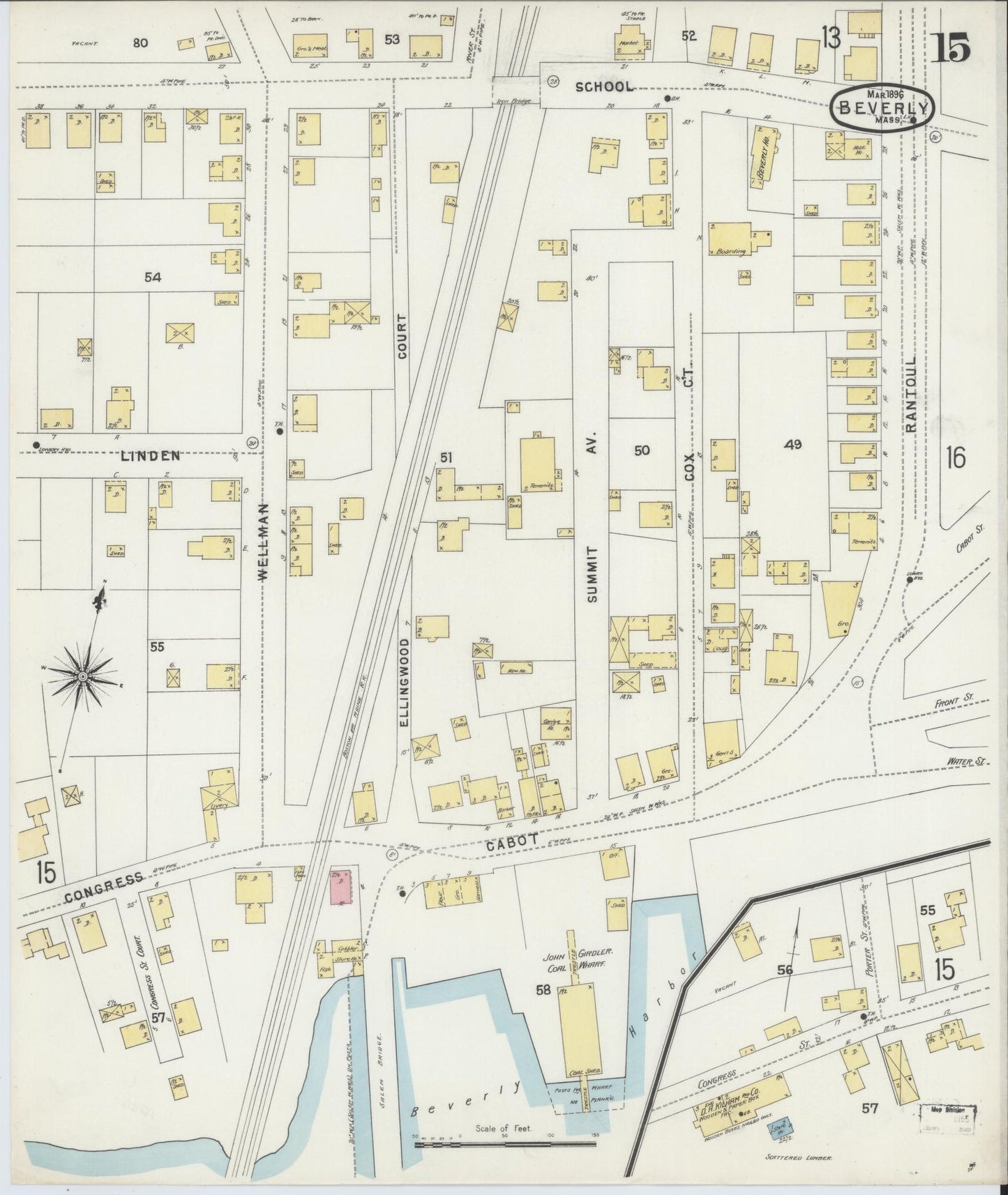 Sanborn Fire Insurance Map from Beverly, Essex County, Massachusetts (1896), Sheet #0015 - Complete Map Set gallery image, historic Sanborn map, vintage wall art, Massachusetts Massachusetts