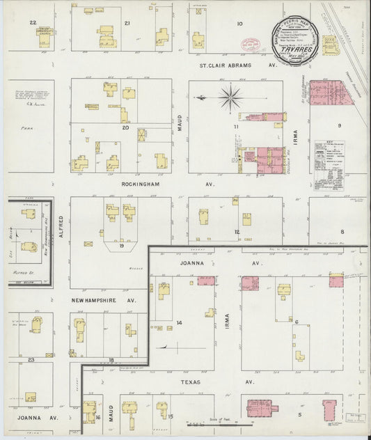 Sanborn Fire Insurance Map from Tavares, Lake County, Florida (1895), Sheet #0001 - Historic Sanborn Fire Insurance Map Print, vintage old map wall art, antique decor, genealogy gift, Florida Florida map