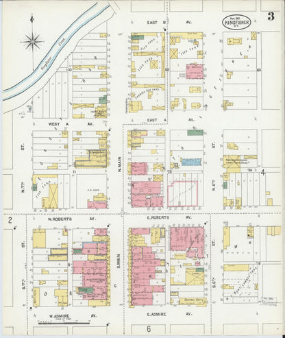 Sanborn Fire Insurance Map from Kingfisher, Kingfisher County, Oklahoma (1901), Sheet #0003 - Complete Map Set gallery image, historic Sanborn map, vintage wall art, Oklahoma Oklahoma